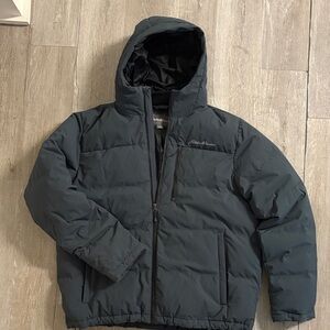 Eddie Bauer Men's Navy Blue Hooded Puffer Jacket